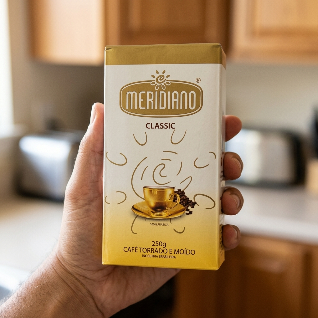 Pacote de Café Meridiano Classic 250 g na mão